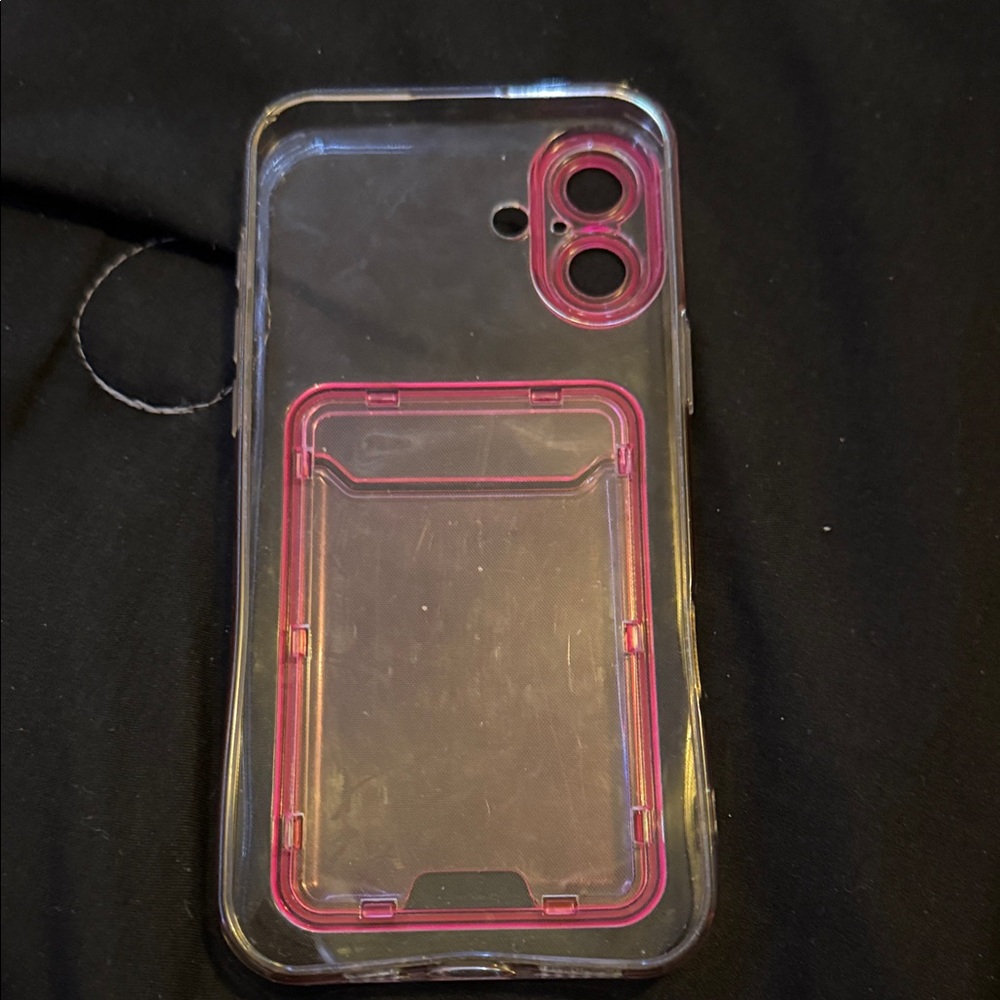 Clear Protective Phone Case with Pink Accent - Universal Fit IPhone 16 Plus